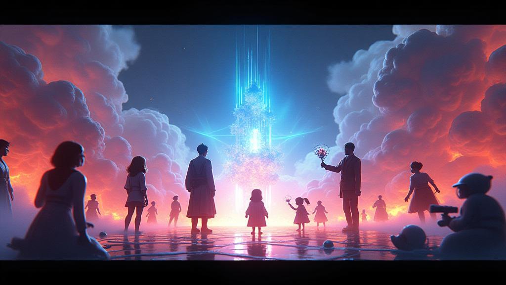 Dynamic animation sequence featuring diverse characters and effects