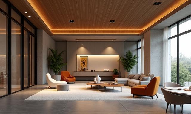 3D architectural visualization of a modern building interior